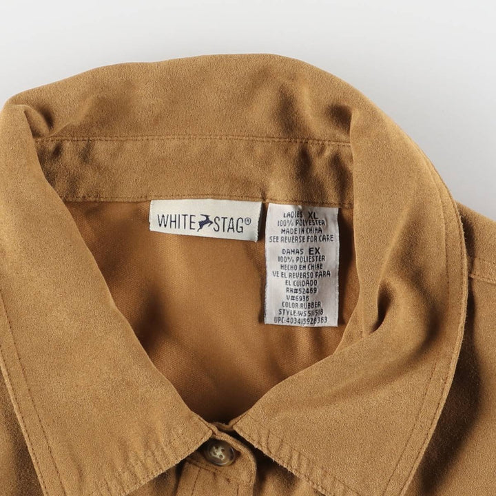 WHITE STAG Long Sleeve Faux Suede Shirt, Women's, Size XL polyester Beige type Vintage Second Hand