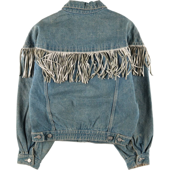 90'S Get Used By Elie Fringe Denim Jacket, Women's Size Small, Vintage cotton blue type Vintage Second Hand