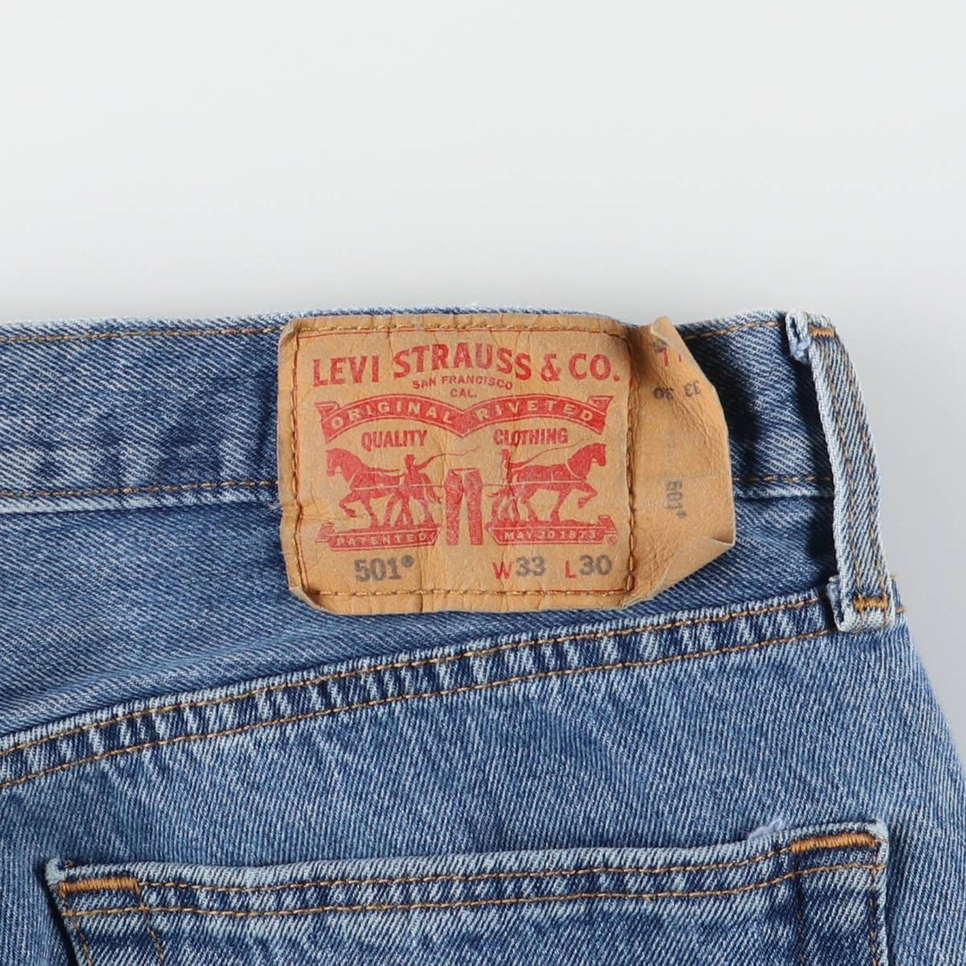 Levi's 501 straight denim pants for men, size W34 cotton Blue type light blue Vintage Second Hand