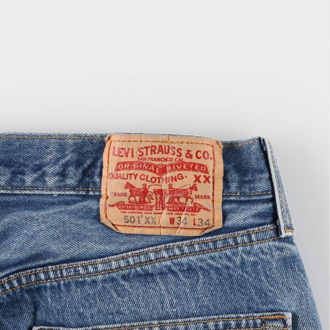 00'S Levi's 501 straight denim pants for men, size W33 cotton Blue type light blue Vintage Second Hand