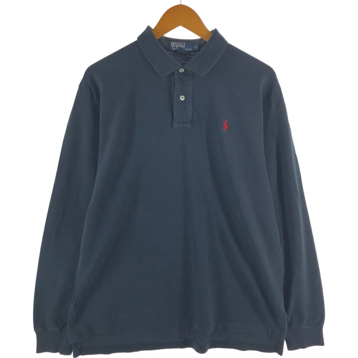 Ralph Lauren POLO by Ralph Lauren long sleeve polo shirt, men's size L cotton black type Vintage Second Hand