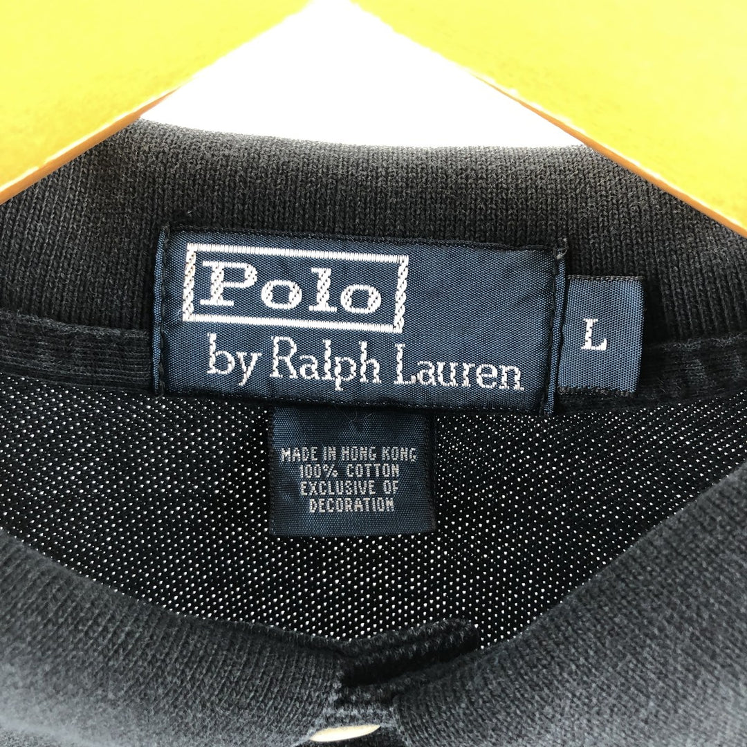 Ralph Lauren POLO by Ralph Lauren long sleeve polo shirt, men's size L cotton black type Vintage Second Hand