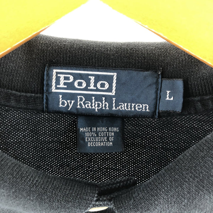 Ralph Lauren POLO by Ralph Lauren long sleeve polo shirt, men's size L cotton black type Vintage Second Hand