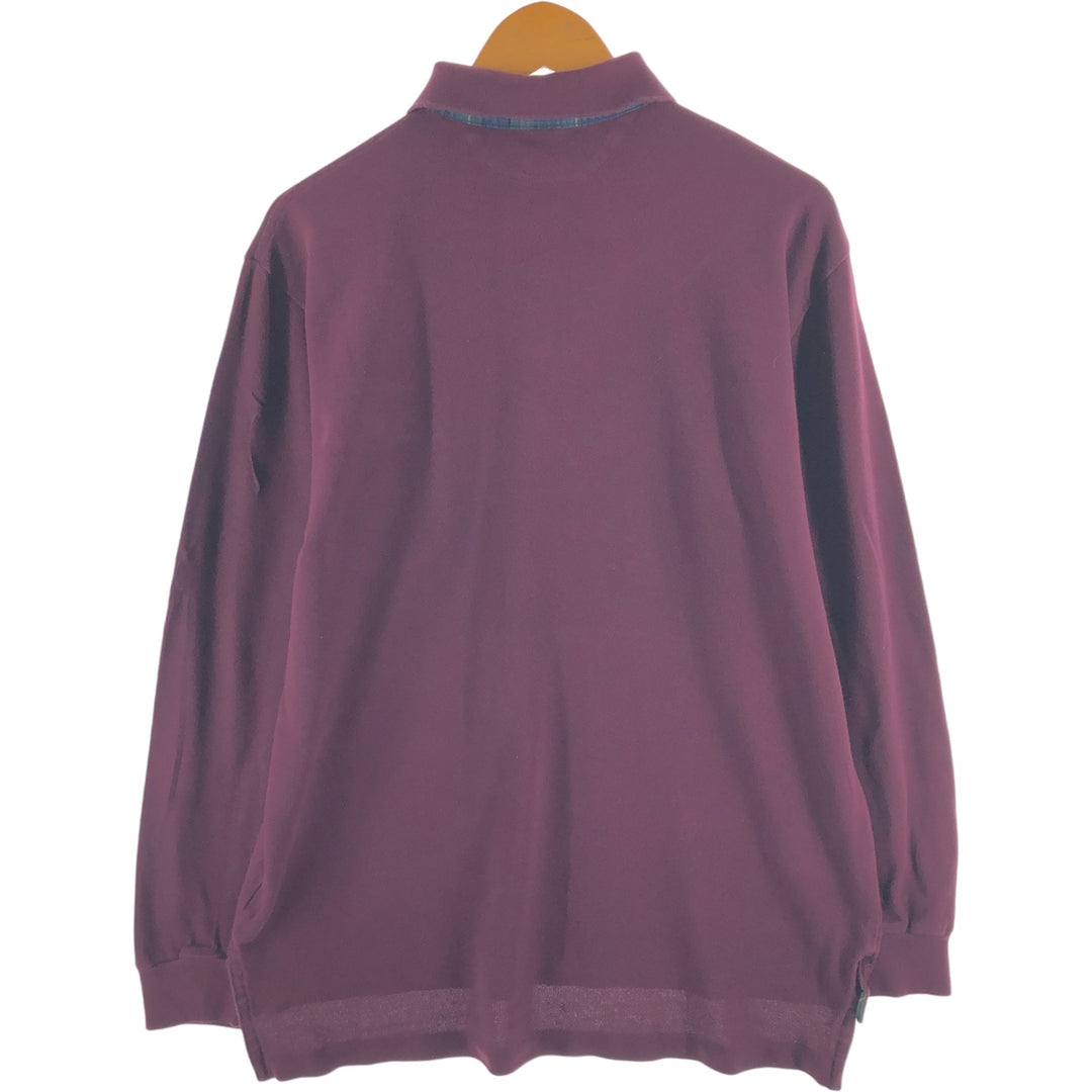Ralph Lauren POLO by Ralph Lauren long sleeve polo shirt, men's size L cotton wine-red Vintage Second Hand