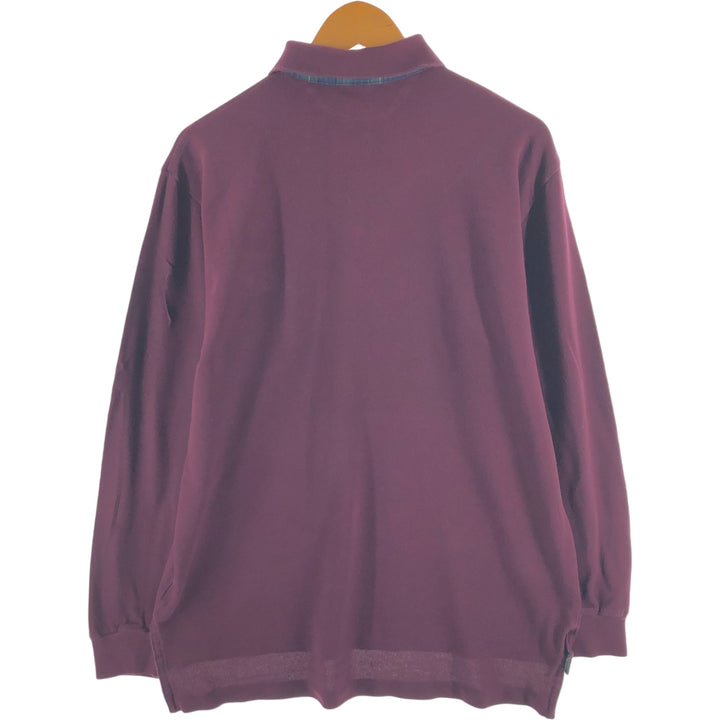 Ralph Lauren POLO by Ralph Lauren long sleeve polo shirt, men's size L cotton wine-red Vintage Second Hand