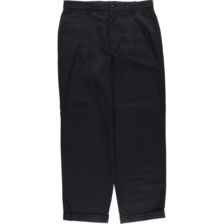 Liz Claiborne Two-pleat Slacks, Men's Size W34 polyester black type Vintage Second Hand