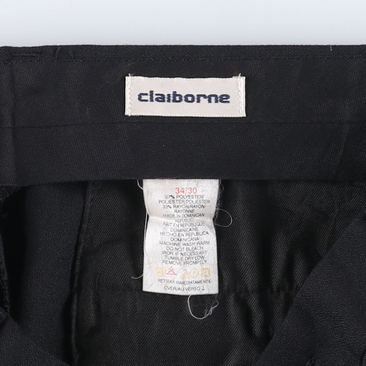 Liz Claiborne Two-pleat Slacks, Men's Size W34 polyester black type Vintage Second Hand