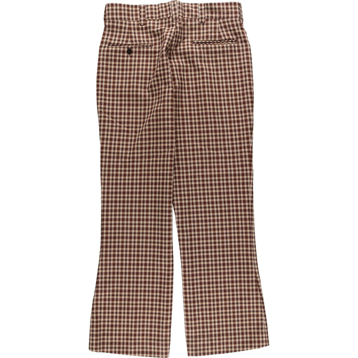 1960'S - Vintage Check Pattern Slacks, Men's Size 34 unclear brown type Vintage Second Hand