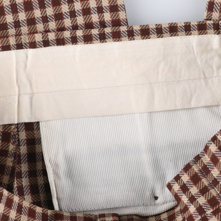 1960'S - Vintage Check Pattern Slacks, Men's Size 34 unclear brown type Vintage Second Hand
