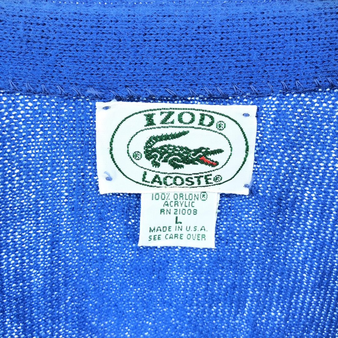 80'S Lacoste IZOD Acrylic Knit Cardigan Made in USA Men's L Size Vintage /eaa526057