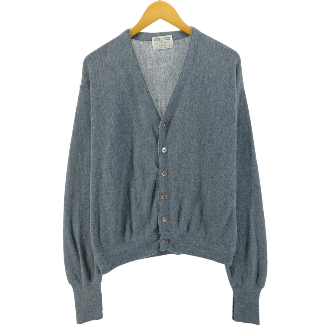 70'S JEFFLINKS Acrylic Knit Cardigan Made in USA Men's Size L Vintage /eaa526062