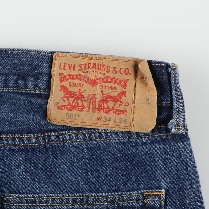 Levi's 501 straight denim pants for men, size W34 cotton blue type Vintage Second Hand
