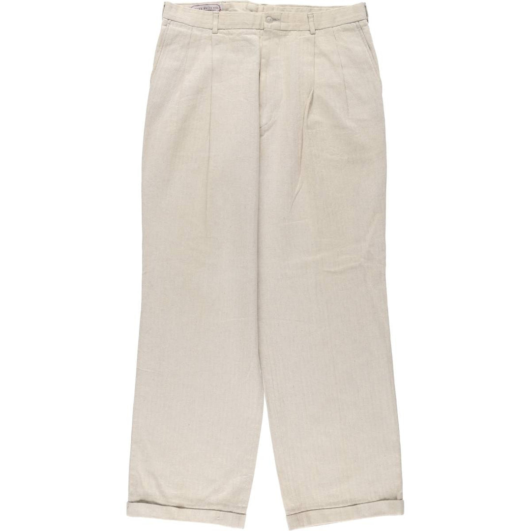 ~90'S Geoffrey Beene BEENE BRITCHES Herringbone Two-pleat Slacks Pants Made in USA Men's W34 Vintage /eaa526136