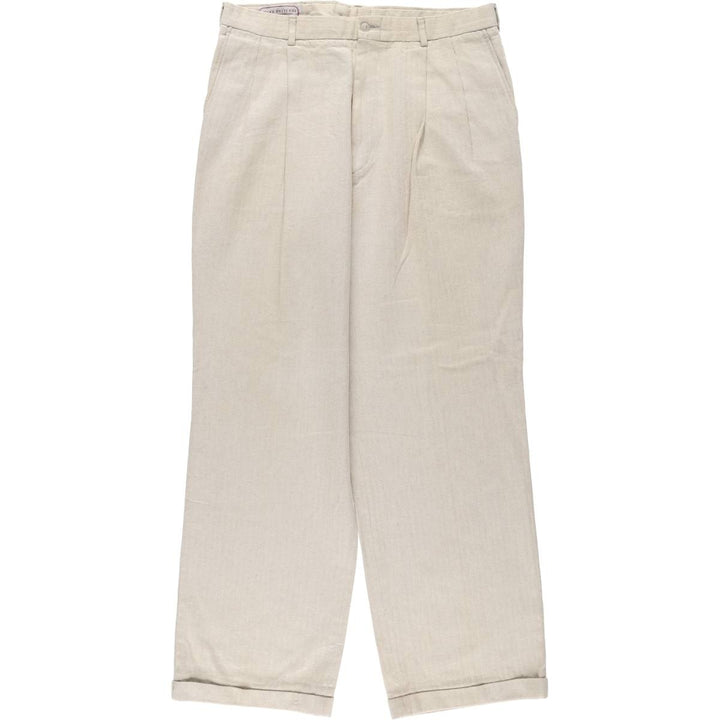 ~90'S Geoffrey Beene BEENE BRITCHES Herringbone Two-pleat Slacks Pants Made in USA Men's W34 Vintage /eaa526136