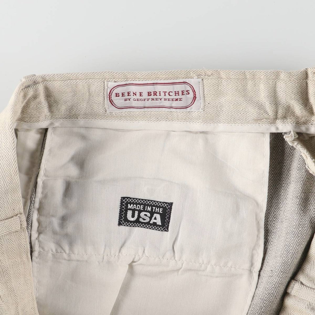 ~90'S Geoffrey Beene BEENE BRITCHES Herringbone Two-pleat Slacks Pants Made in USA Men's W34 Vintage /eaa526136