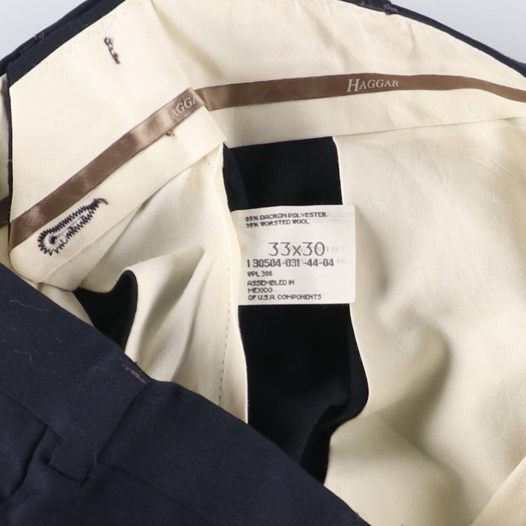 Haggar Two-pleat Slacks, Men's, Size W33 polyester black type Vintage Second Hand