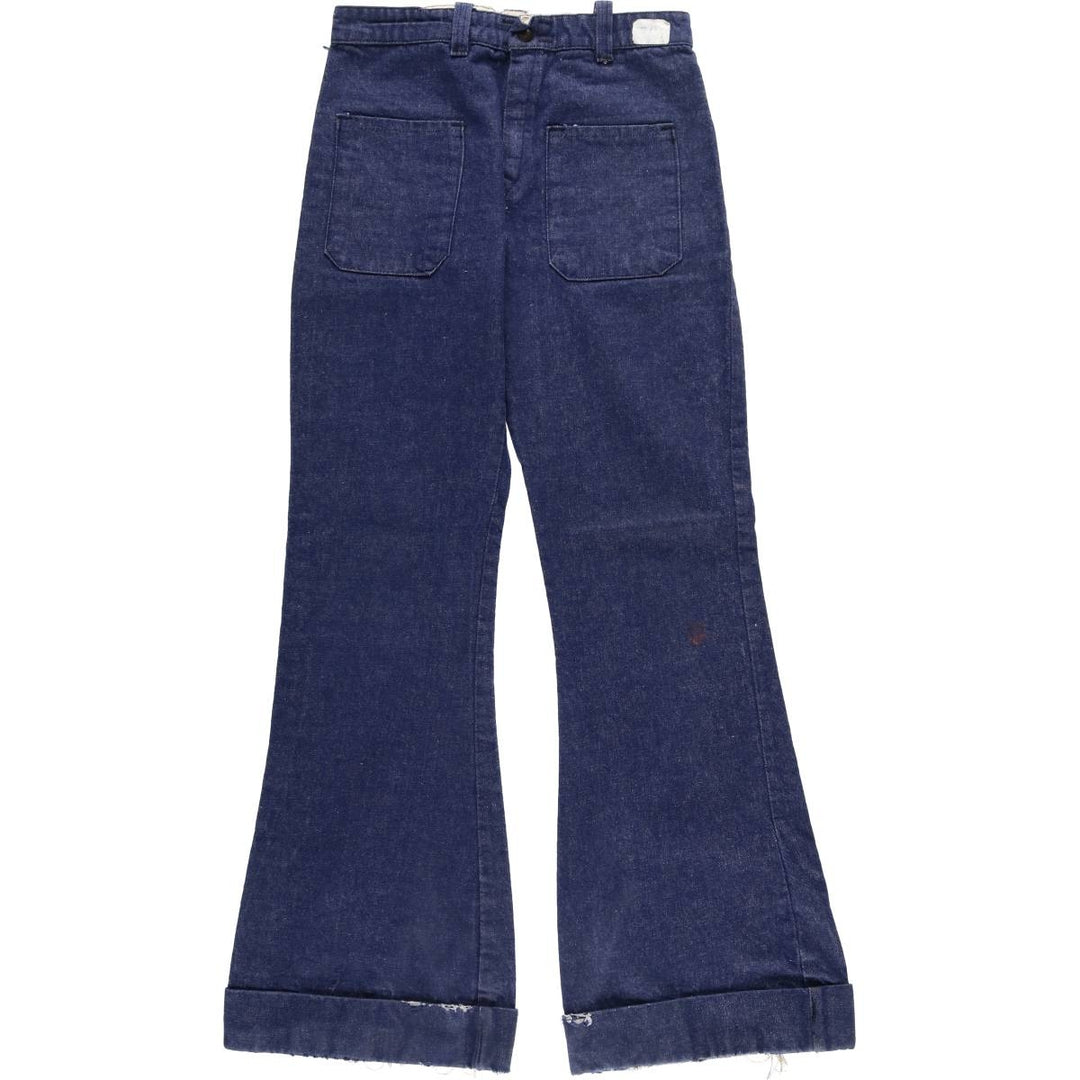 Bat-dyed bell-bottom denim pants, made in Canada, women's size L (w28). cotton blue type Vintage Second Hand