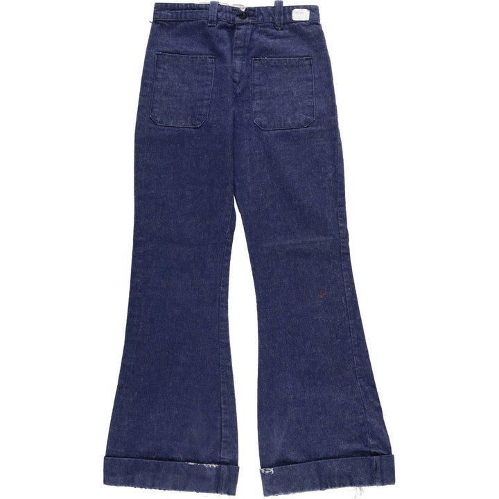 Bat-dyed bell-bottom denim pants, made in Canada, women's size L (w28). cotton blue type Vintage Second Hand