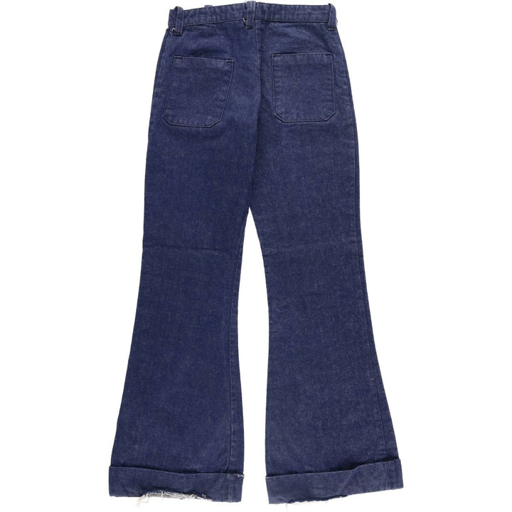 Bat-dyed bell-bottom denim pants, made in Canada, women's size L (w28). cotton blue type Vintage Second Hand