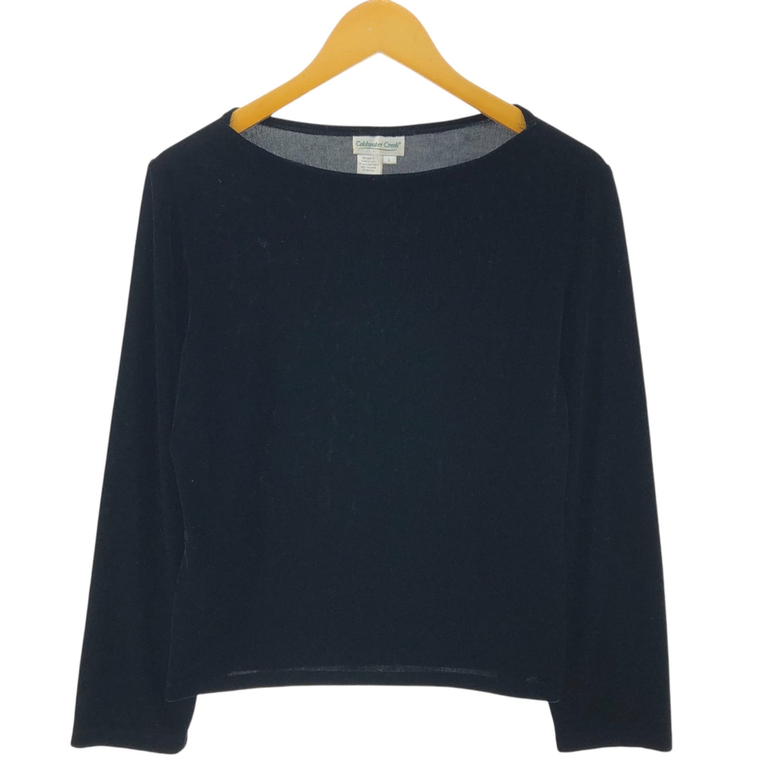 90'S Coldwater Creek Boat Neck Velour Long Sleeve Top Made in USA Women's L Size Vintage /eaa526162