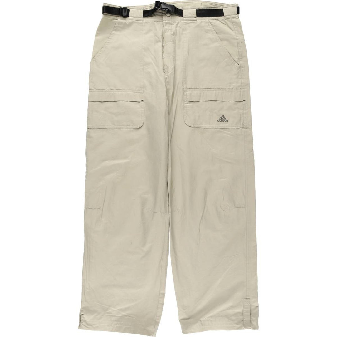 00'S Adidas warm-up pants, nylon pants, rustling pants, men's size M cotton Beige type Vintage Second Hand