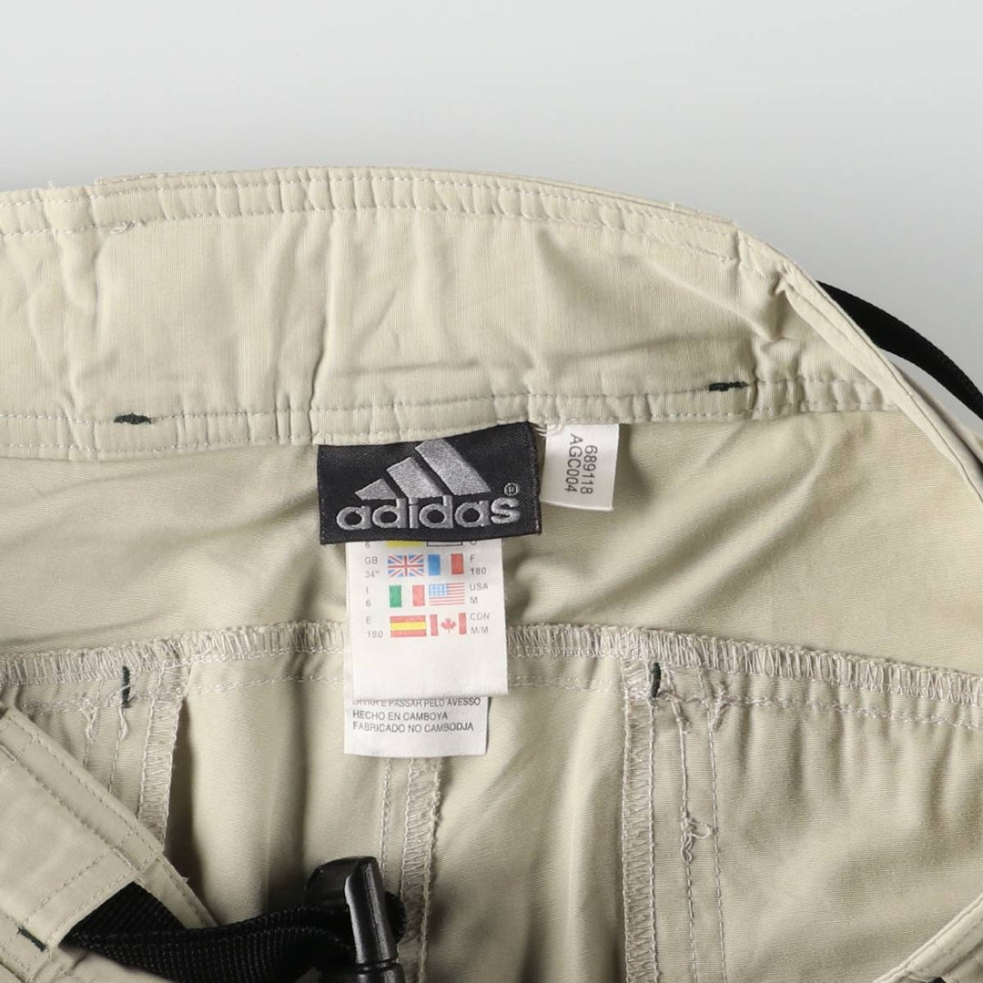 00'S Adidas warm-up pants, nylon pants, rustling pants, men's size M cotton Beige type Vintage Second Hand