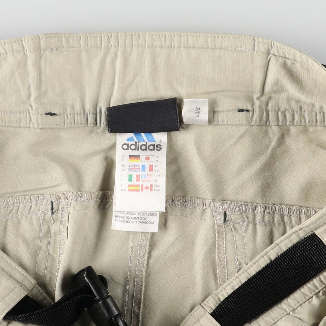 00'S Adidas warm-up pants, nylon pants, rustling pants, men's size M cotton Beige type Vintage Second Hand