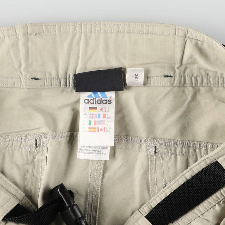 00'S Adidas warm-up pants, nylon pants, rustling pants, men's size M cotton Beige type Vintage Second Hand