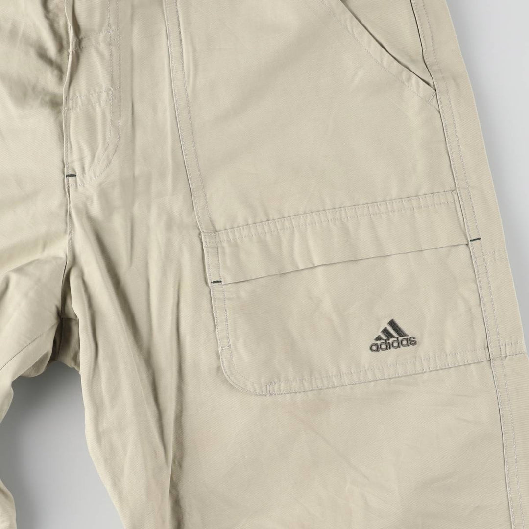 00'S Adidas warm-up pants, nylon pants, rustling pants, men's size M cotton Beige type Vintage Second Hand