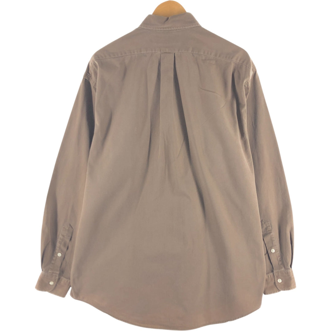 Ralph Lauren long sleeve button down shirt, men's size L cotton brown type Vintage Second Hand