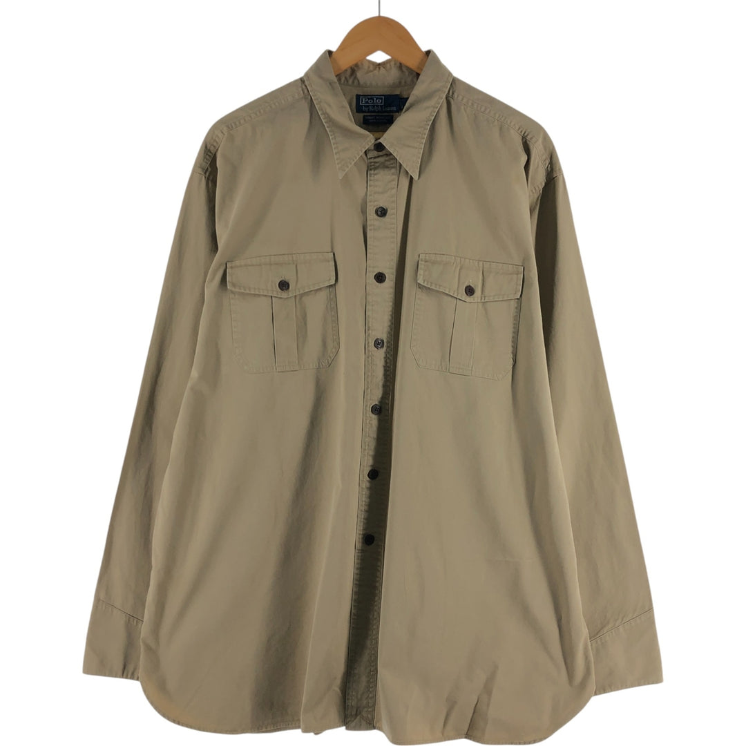 Ralph Lauren TOBIAS WORKSHIRT Long Sleeve Cotton Shirt Men's XXL cotton Beige type Vintage Second Hand