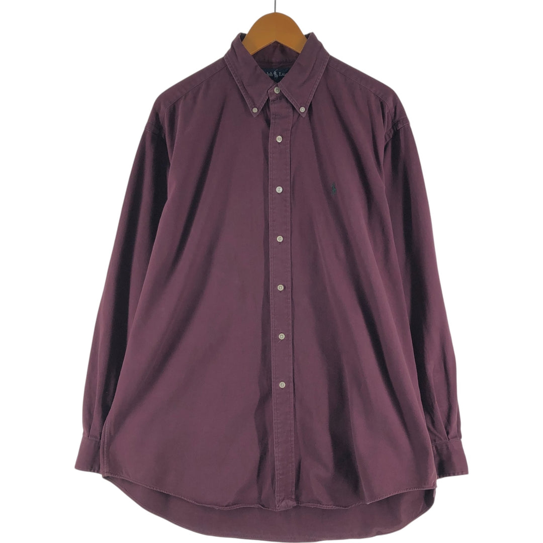 Ralph Lauren BLAIRE long sleeve button down shirt, men's size L cotton wine-red Vintage Second Hand