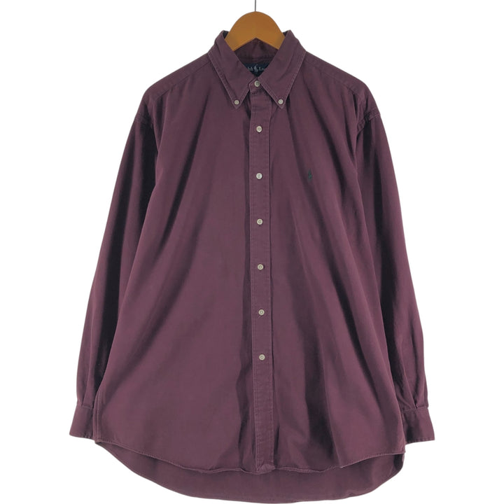Ralph Lauren BLAIRE long sleeve button down shirt, men's size L cotton wine-red Vintage Second Hand