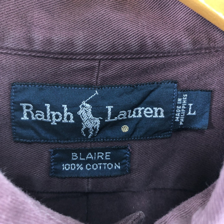 Ralph Lauren BLAIRE long sleeve button down shirt, men's size L cotton wine-red Vintage Second Hand