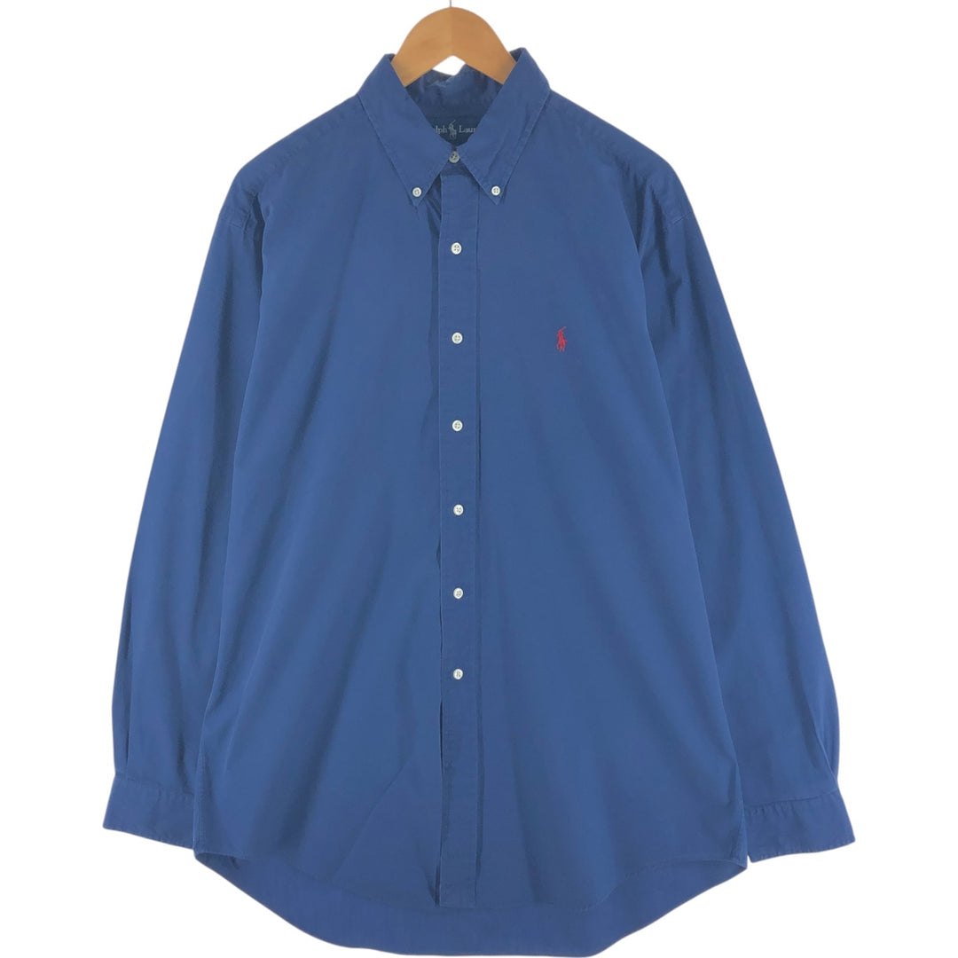 Ralph Lauren Classic Fit Long Sleeve Button Down Shirt, Men's Size L cotton Navy blue Vintage Second Hand