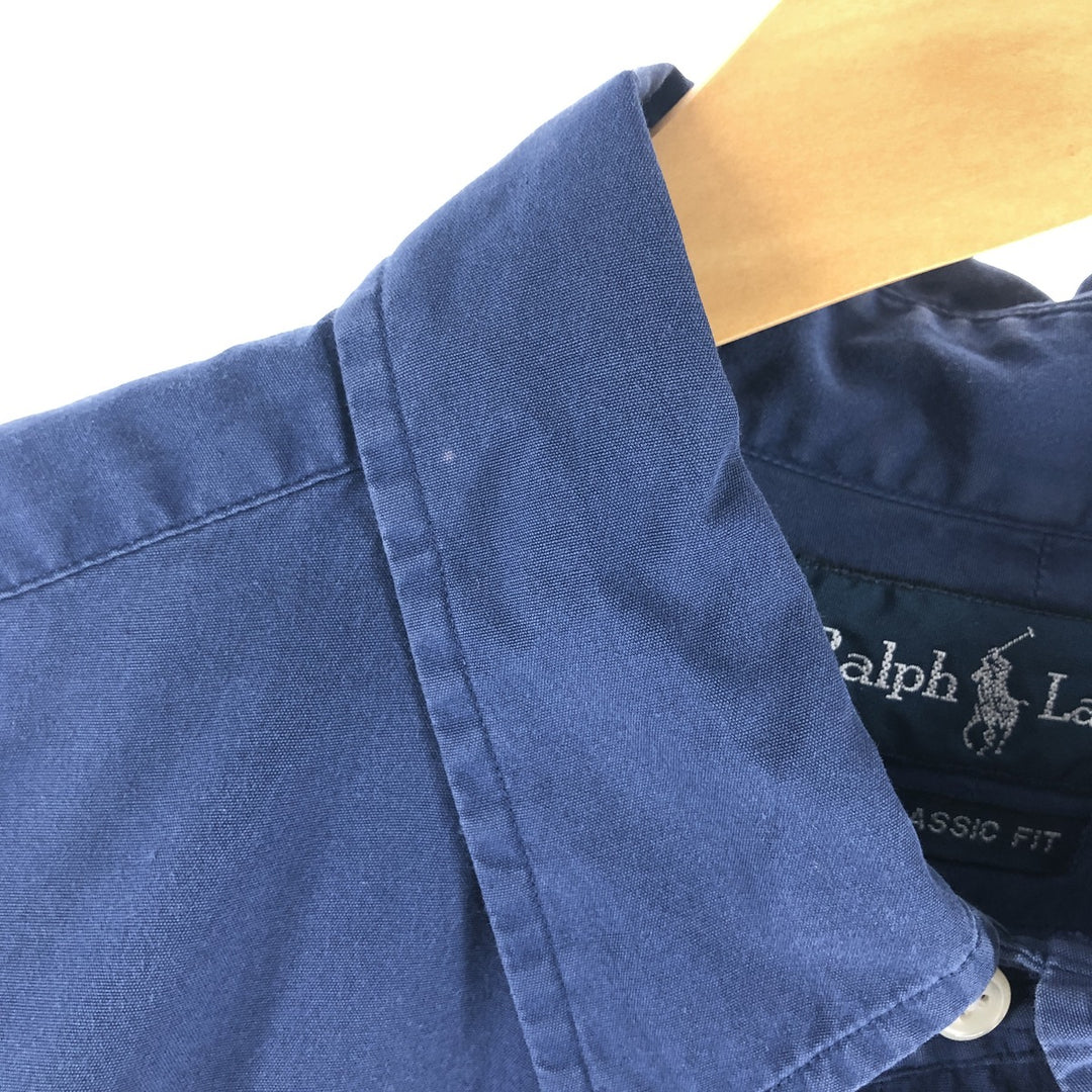 Ralph Lauren Classic Fit Long Sleeve Button Down Shirt, Men's Size L cotton Navy blue Vintage Second Hand