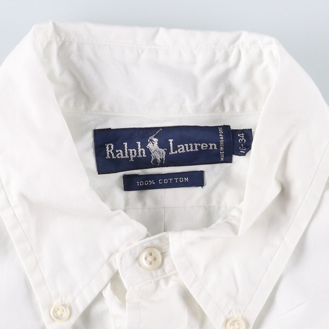 Ralph Lauren long sleeve button down shirt, men's size L cotton white type Vintage Second Hand