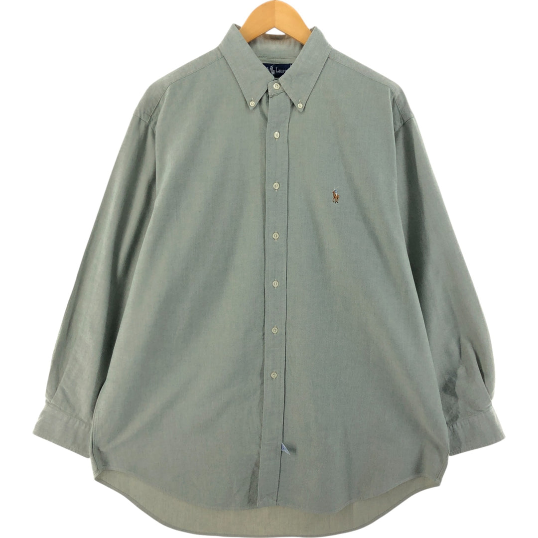 Ralph Lauren YARMOUTH long sleeve button down shirt, men's XL size cotton green type Vintage Second Hand
