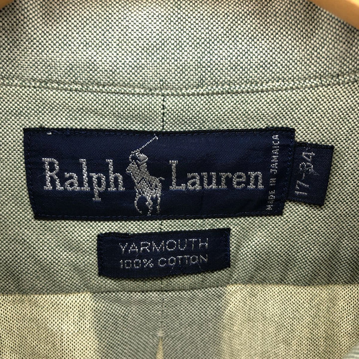 Ralph Lauren YARMOUTH long sleeve button down shirt, men's XL size cotton green type Vintage Second Hand
