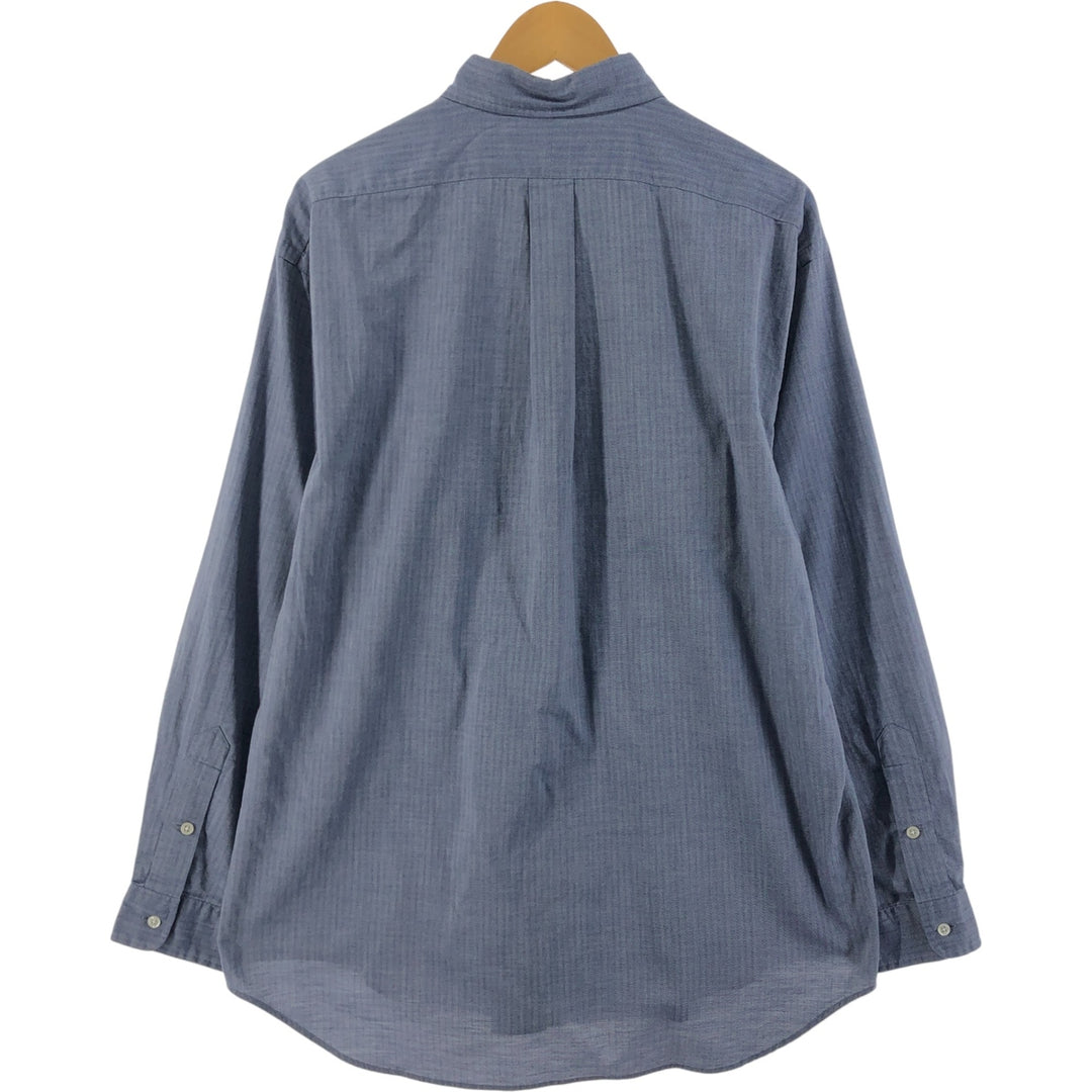 Ralph Lauren BLAKE herringbone long-sleeved button-down shirt, men's size L cotton navy blue type Vintage Second Hand