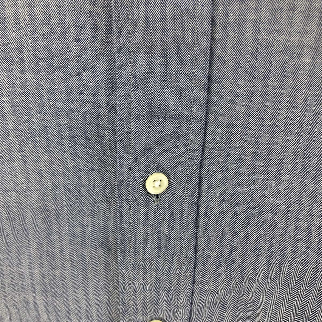 Ralph Lauren BLAKE herringbone long-sleeved button-down shirt, men's size L cotton navy blue type Vintage Second Hand