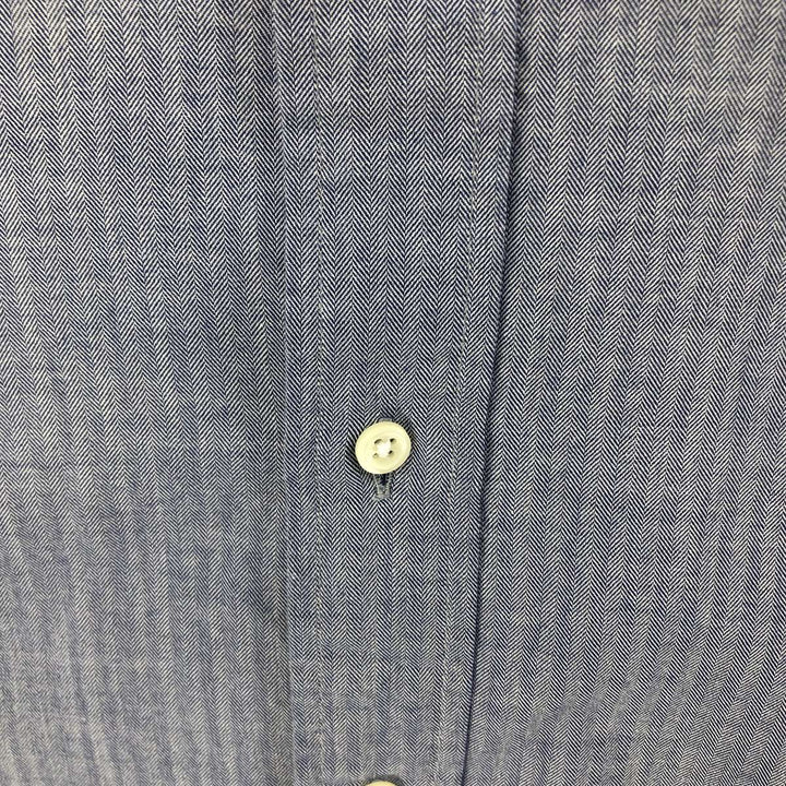 Ralph Lauren BLAKE herringbone long-sleeved button-down shirt, men's size L cotton navy blue type Vintage Second Hand