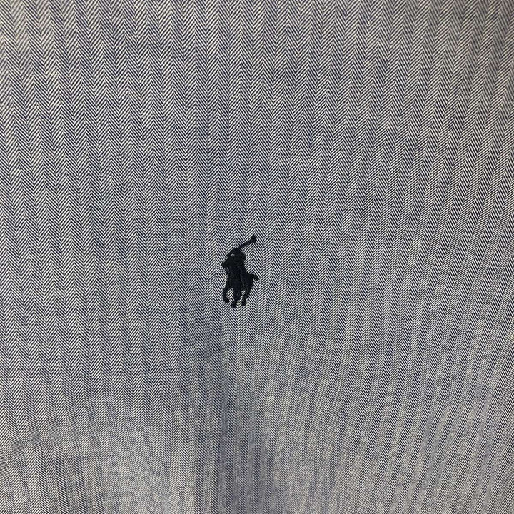 Ralph Lauren BLAKE herringbone long-sleeved button-down shirt, men's size L cotton navy blue type Vintage Second Hand
