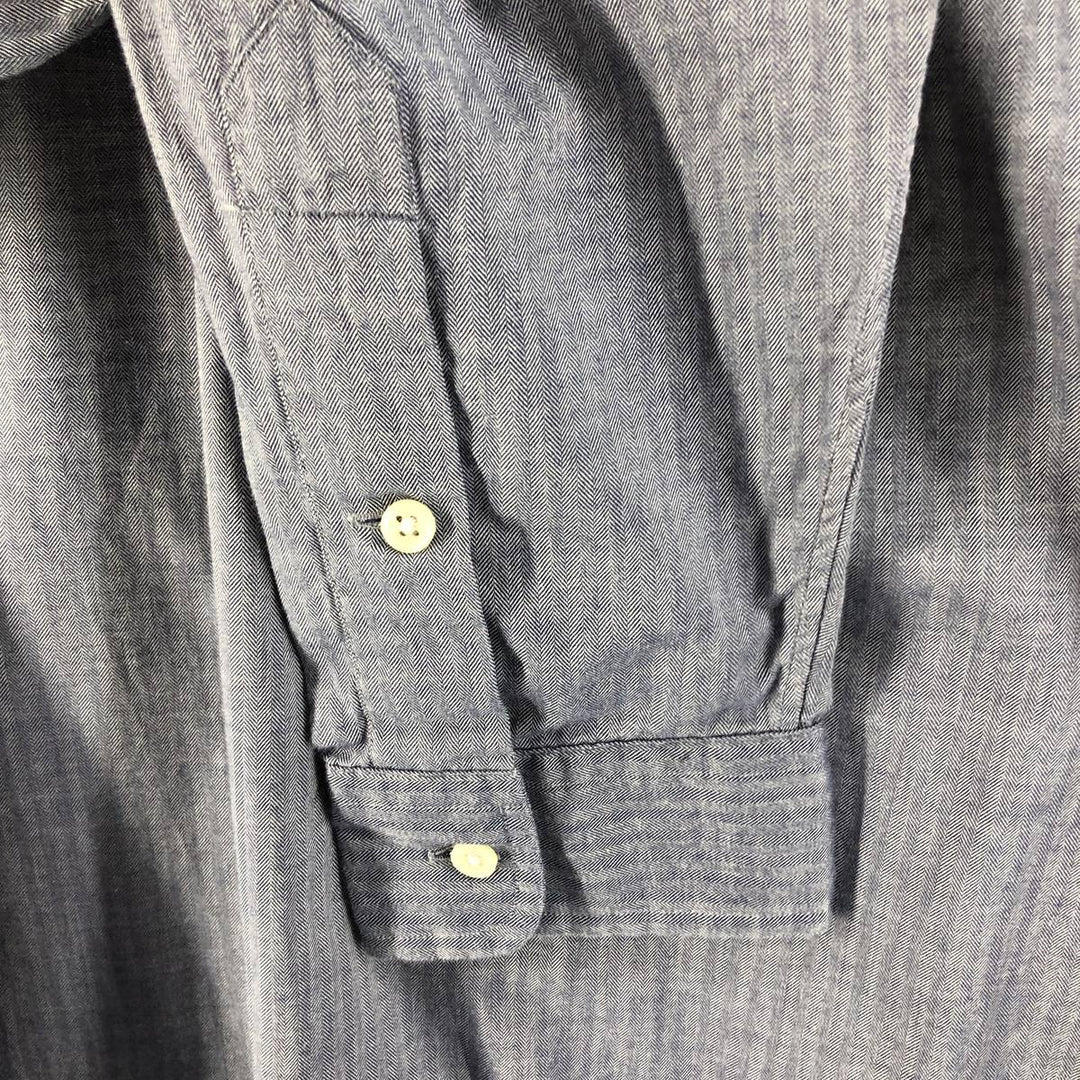 Ralph Lauren BLAKE herringbone long-sleeved button-down shirt, men's size L cotton navy blue type Vintage Second Hand