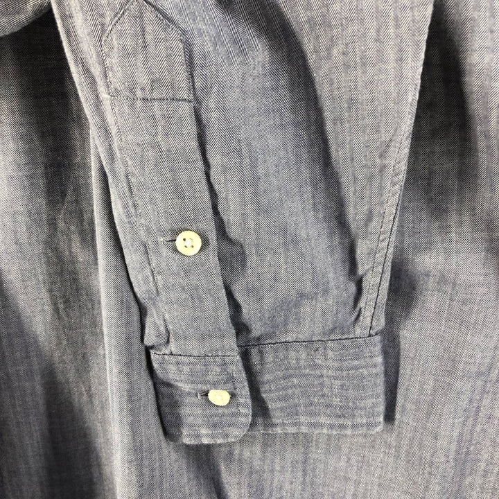 Ralph Lauren BLAKE herringbone long-sleeved button-down shirt, men's size L cotton navy blue type Vintage Second Hand