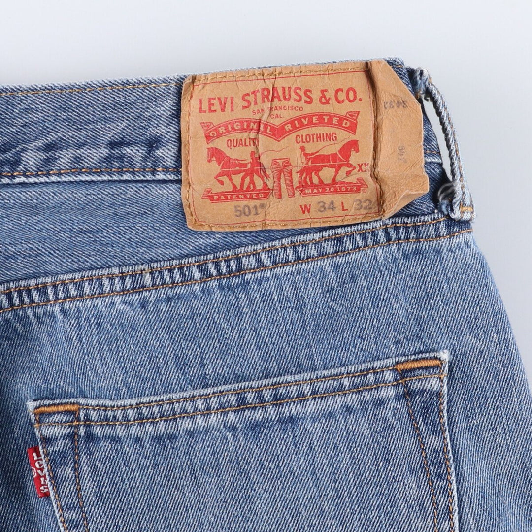 Levi's 501 straight denim pants for men, size W34 cotton blue type Vintage Second Hand