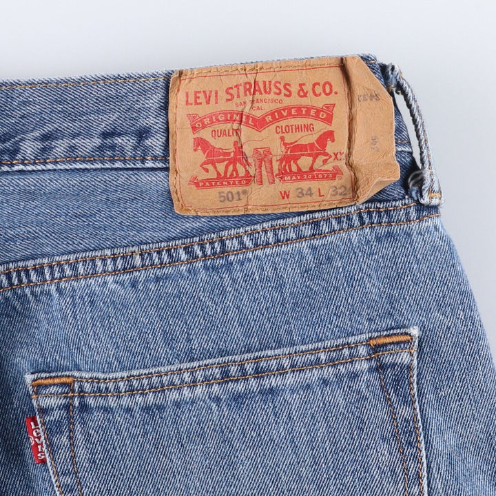 Levi's 501 straight denim pants for men, size W34 cotton blue type Vintage Second Hand