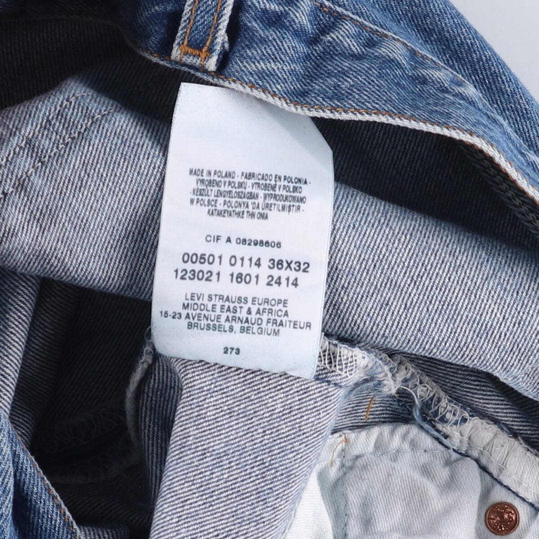 Levi's Levi's 501 Euro Model Straight Denim Pants Men's W34 equivalent cotton blue type Vintage Second Hand