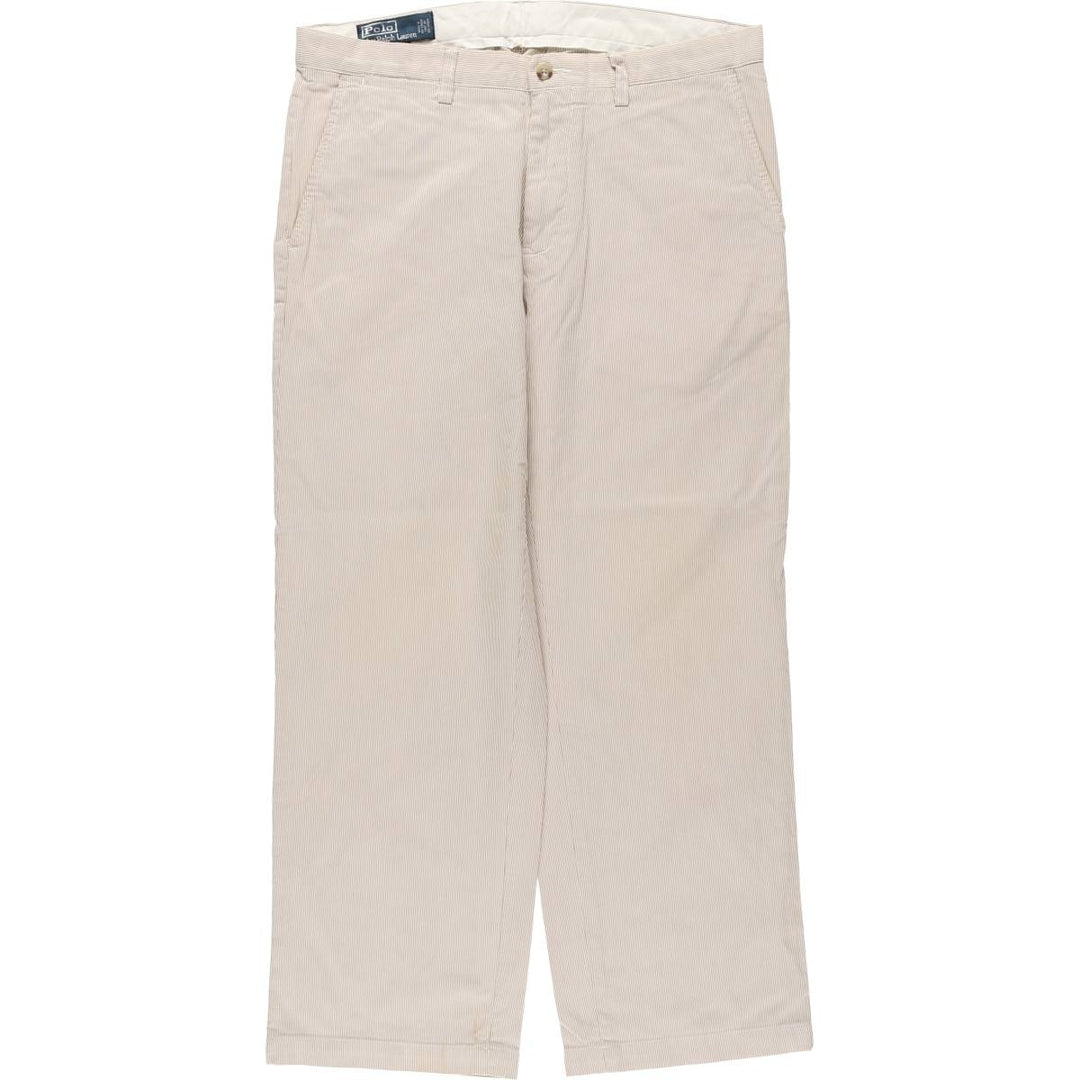 Ralph Lauren POLO by Ralph Lauren Striped Pattern Slacks, Men's, Size W34 cotton brown type Vintage Second Hand