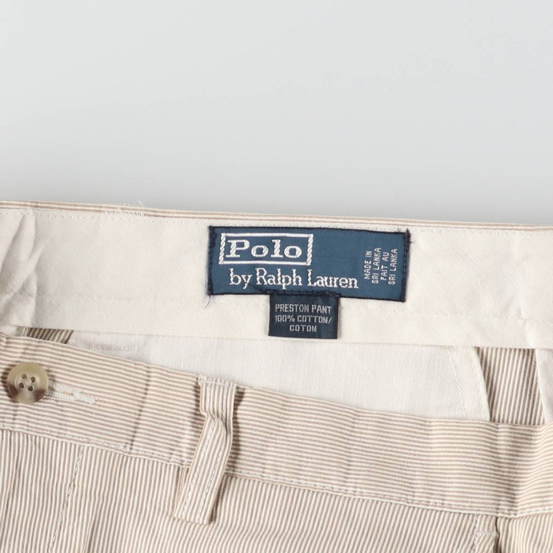 Ralph Lauren POLO by Ralph Lauren Striped Pattern Slacks, Men's, Size W34 cotton brown type Vintage Second Hand